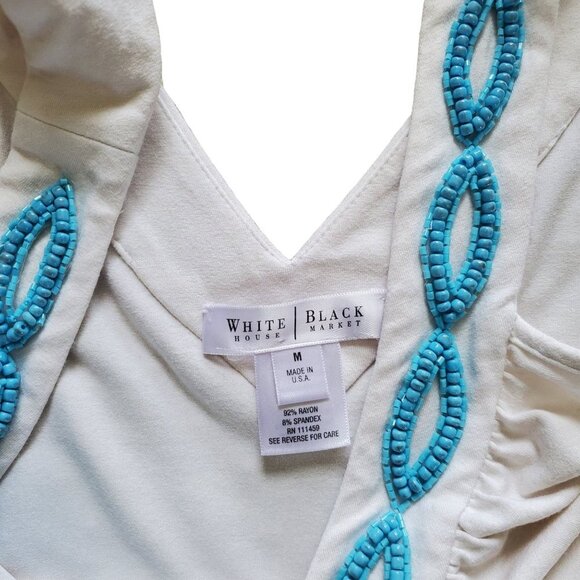White Sleeveless Top with Blue Embroidery - Picture 5 of 8